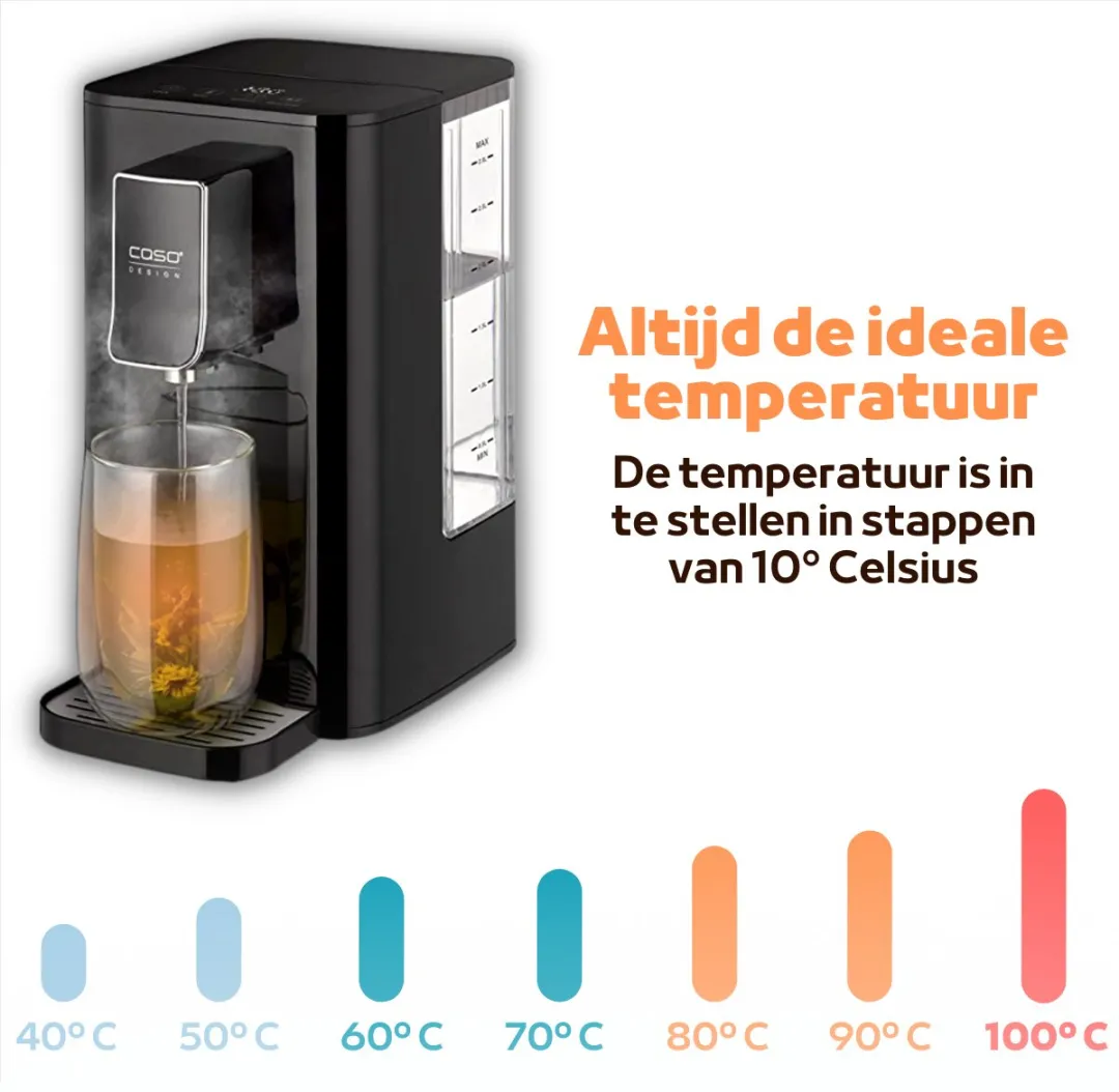 CASO HW550 Heetwaterdispenser 2.9L - 2600W - Zwart