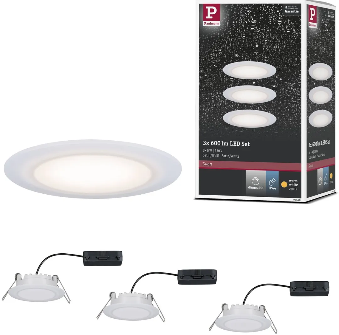 Paulmann Suon Basisset LED-inbouwlamp IP44 3x5W 450lm 2700K
