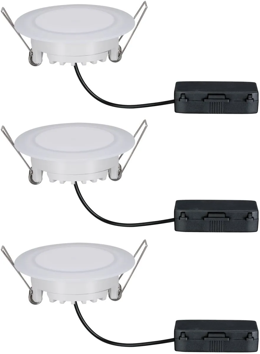 Paulmann Suon Basisset LED-inbouwlamp IP44 3x5W 450lm 2700K - Satijn Wit