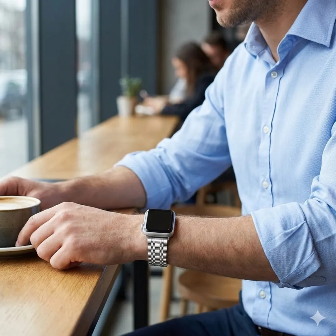 NUVEX Stalen Horlogeband Apple Watch 42-49mm - Zilver