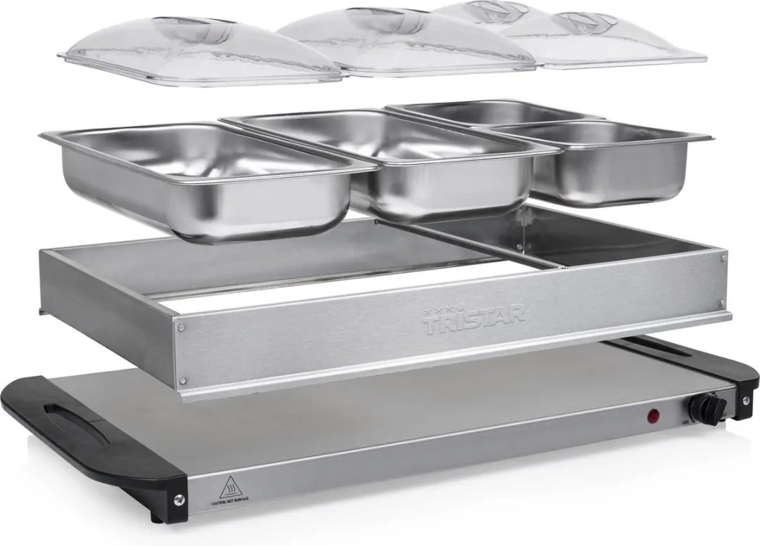 Tristar BP-6285 Buffetwarmer 300W - 4 Compartimenten RVS