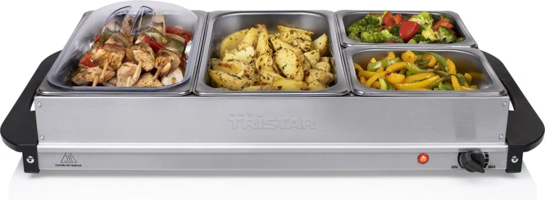 Tristar BP-6285 Buffetwarmer 300W - 4 Compartimenten RVS
