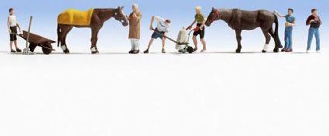Noch H0 Aan het werk in de stal figuren - Geverfd