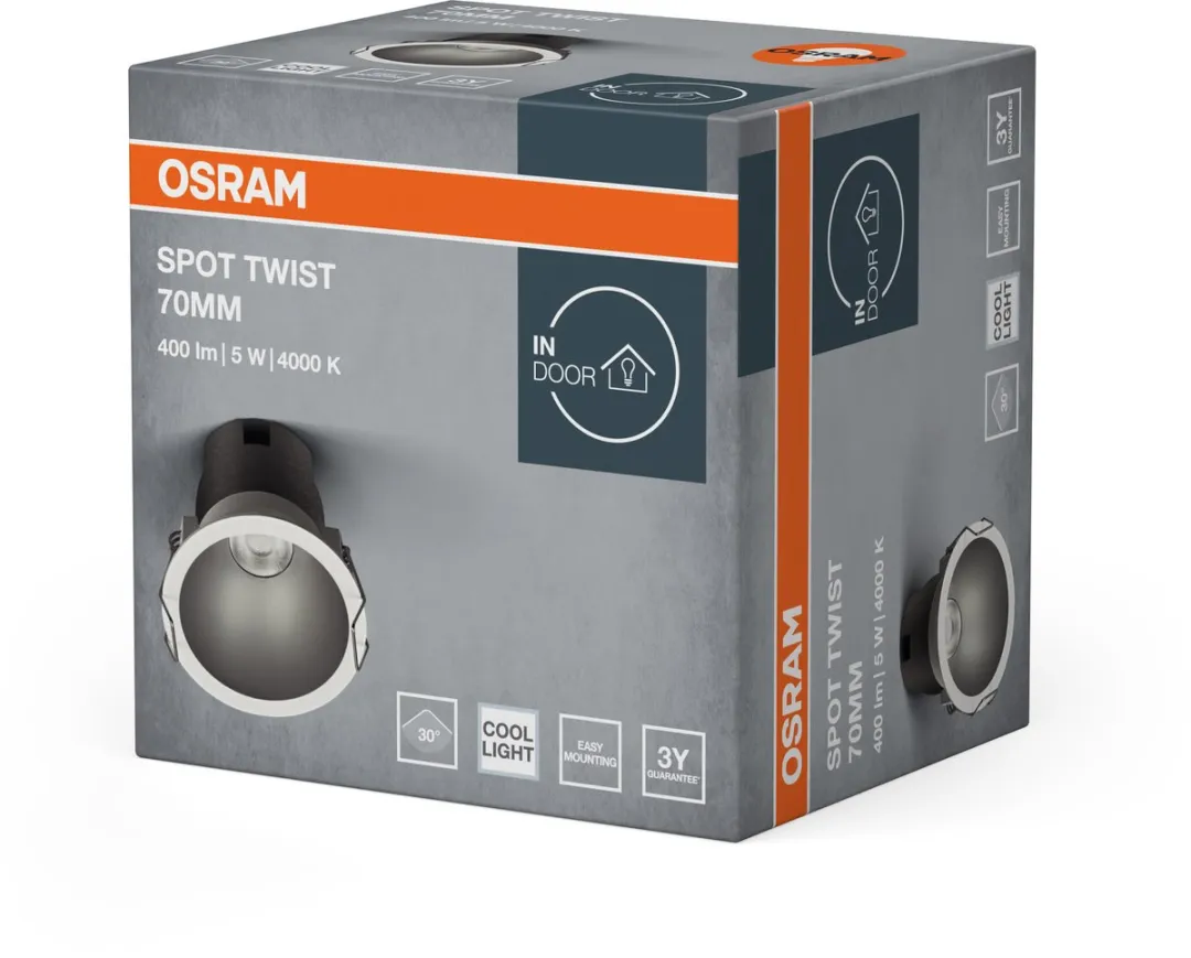 Osram Spot Twist Inbouwdownlight 5W 400lm - 70mm - 4000K Zilver
