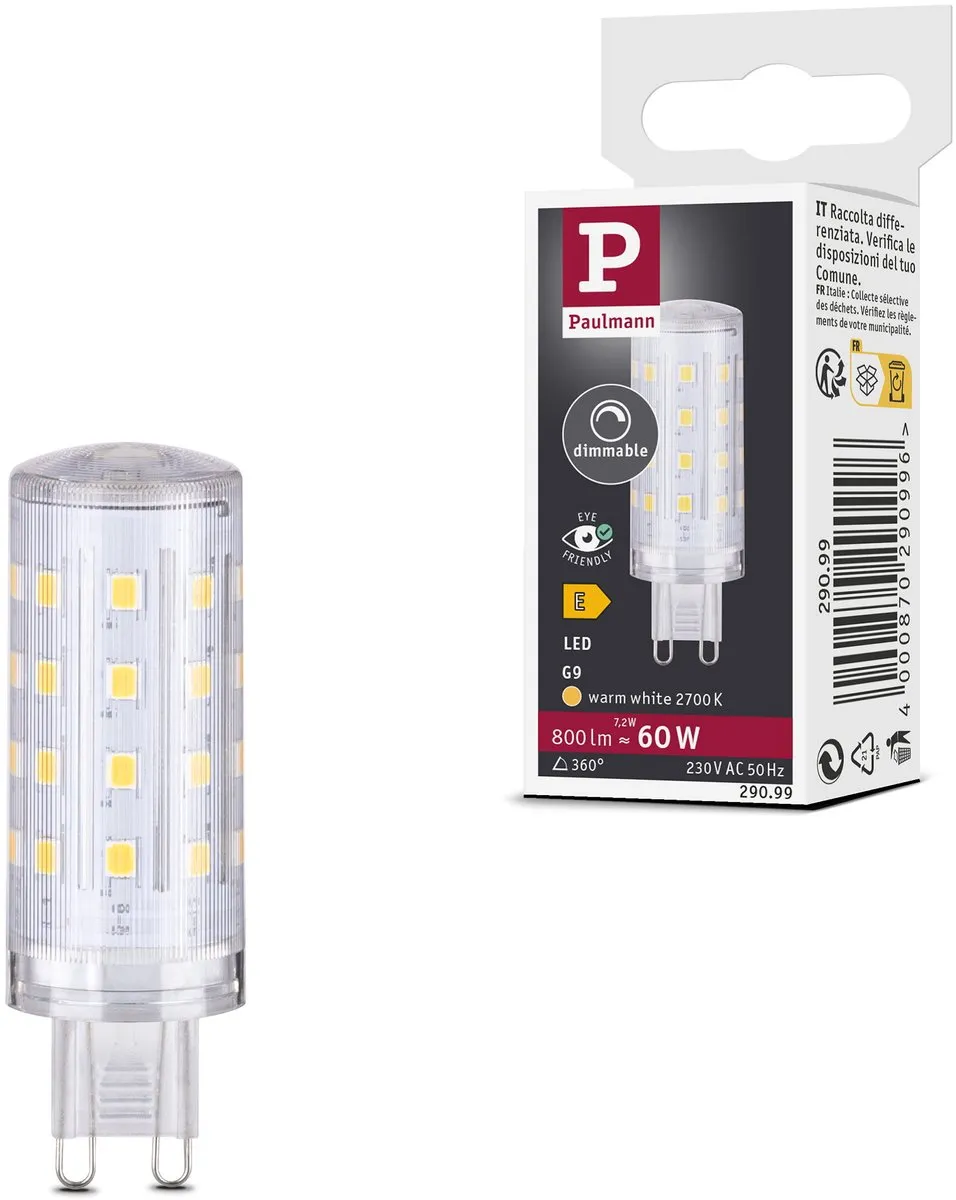 Paulmann LED Stiftfitting G9 Set 1 Dim 800lm 7,2W 2700K