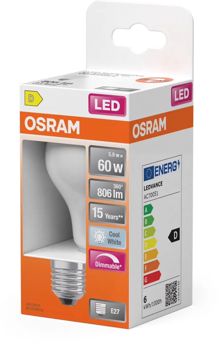 Osram LED Superstar A60 Filament 5,9W E27 - 806lm 4000K Mat