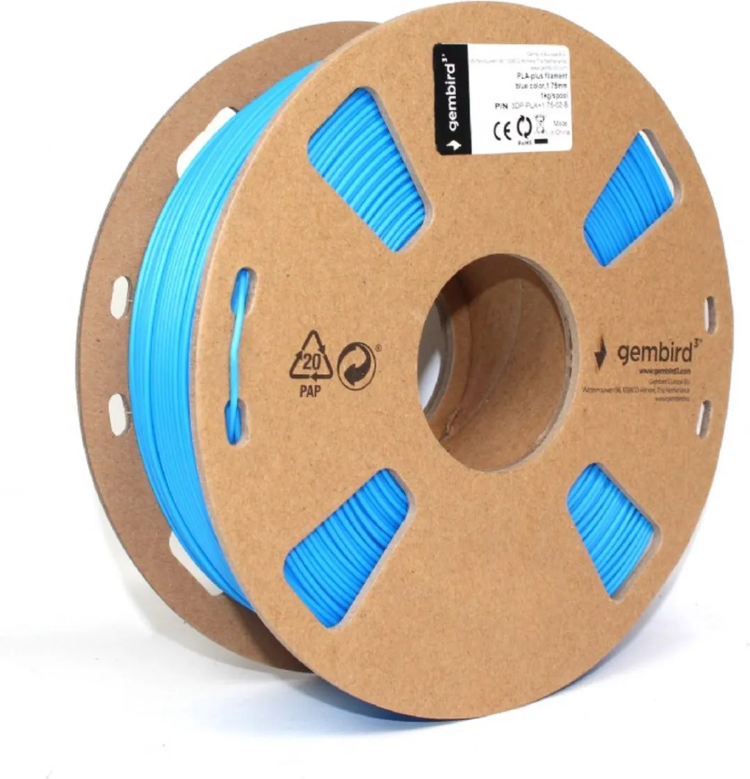 Gembird Filament PLAPLUS 1.75 mm - 3D Printer Filament - Blauw - 1kg