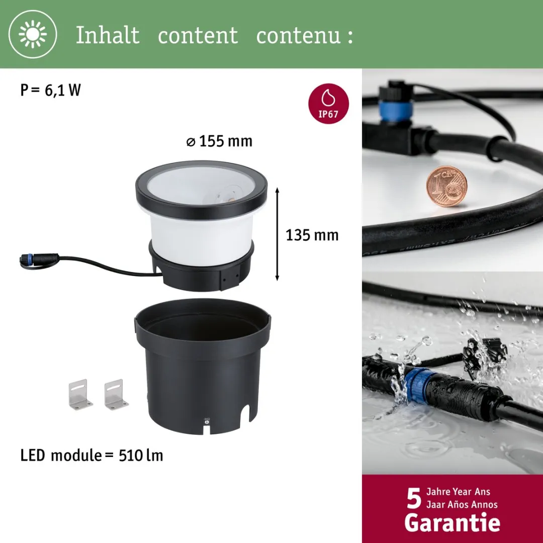 Paulmann Plug & Shine LED Wallwasher Ocos 6,1W Antraciet