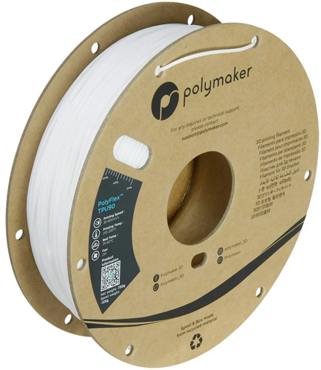 Polymaker PolyFlex TPU90 Filament 1.75mm 750g - Wit