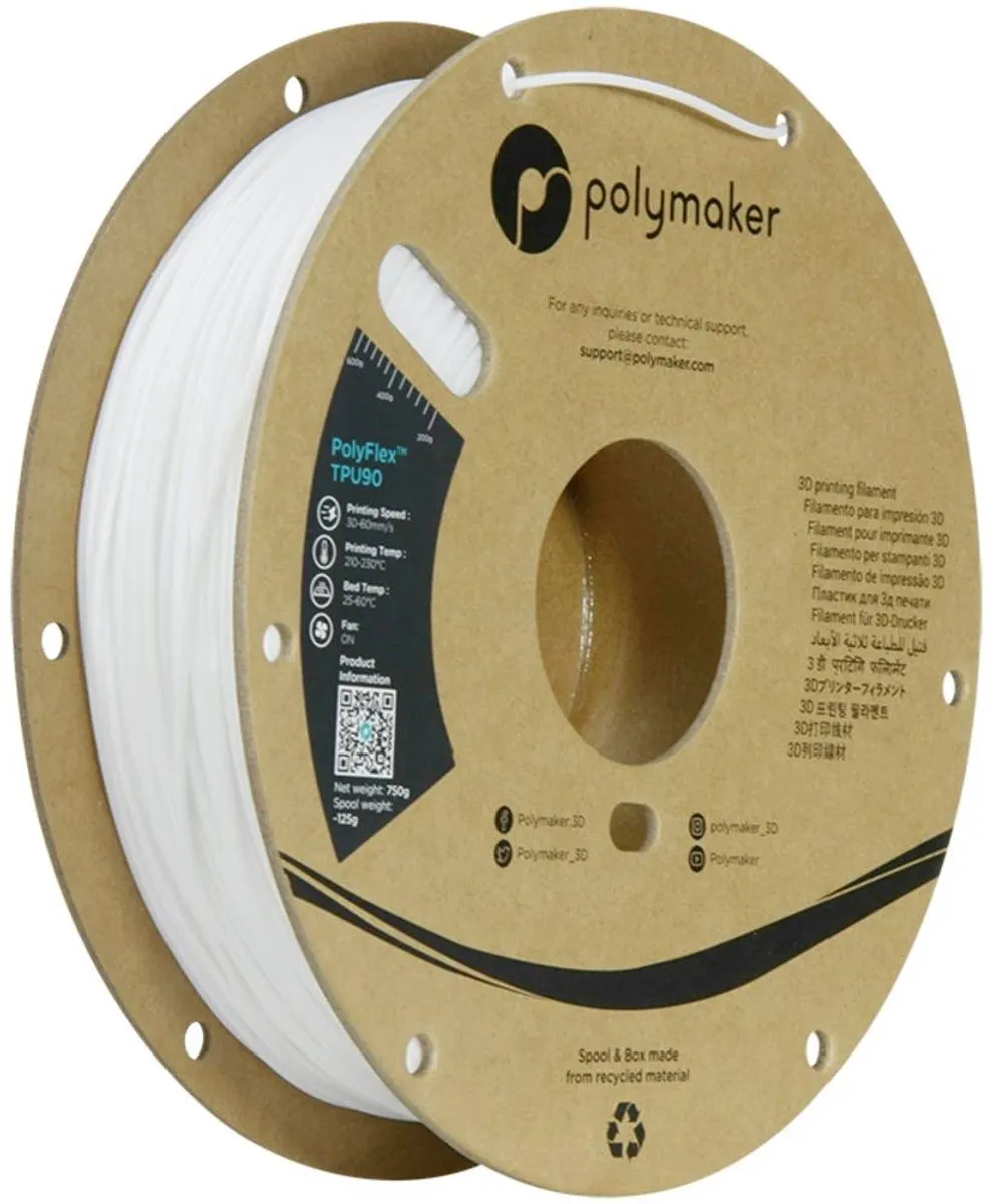 Polymaker PolyFlex TPU90 Filament 1.75mm 750g - Wit