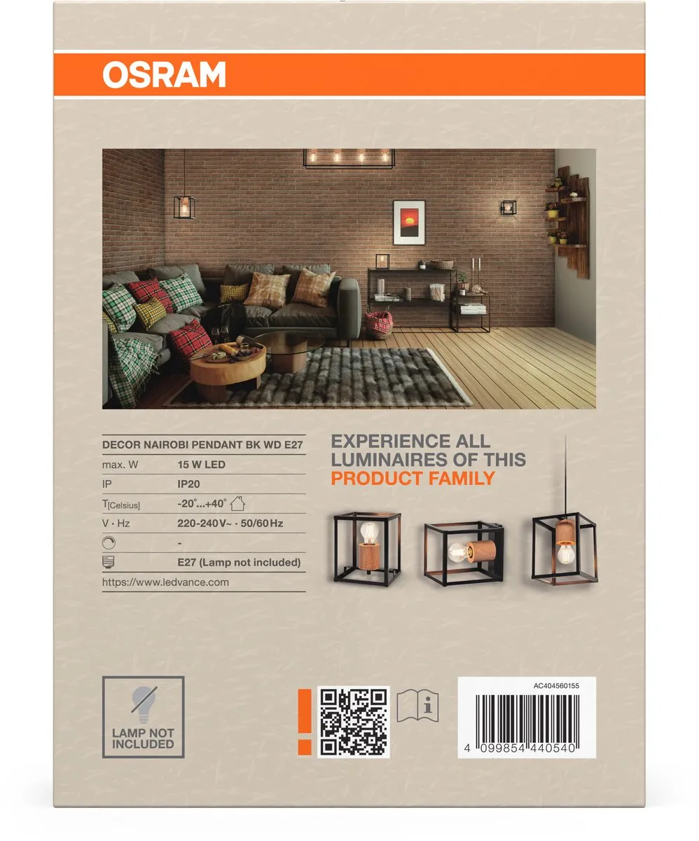 Osram Decor Nairobi Hanglamp E27 - Zwart