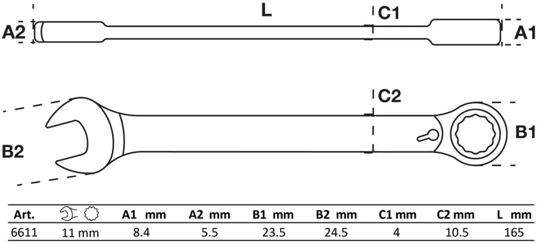 BGS Technic Ratelringsteeksleutel 11 mm - Omschakelbaar - afbeelding 3 van 3