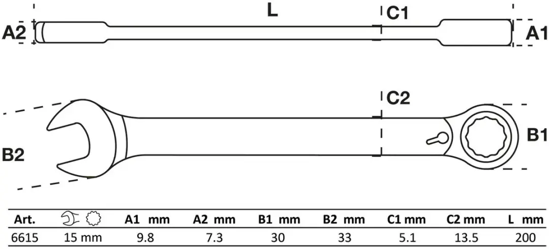 BGS Ratel ringsteeksleutel omschakelbaar 16 mm - afbeelding 3 van 6