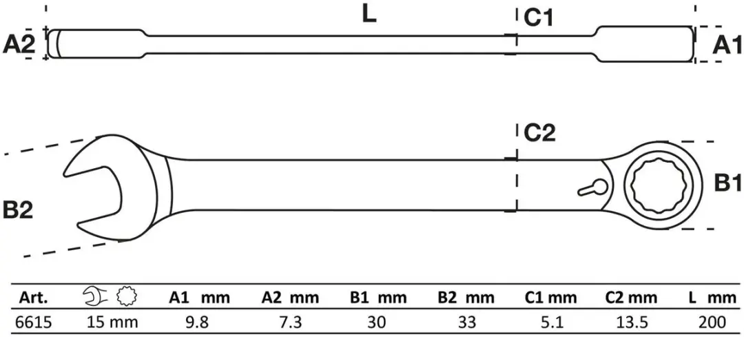 BGS Ratel ringsteeksleutel omschakelbaar 16 mm - afbeelding 2 van 6