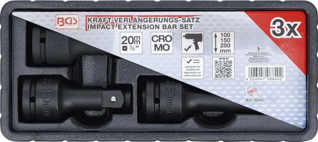 BGS technic Krachtverlengset 3/4" - 3-delig - afbeelding 2 van 2