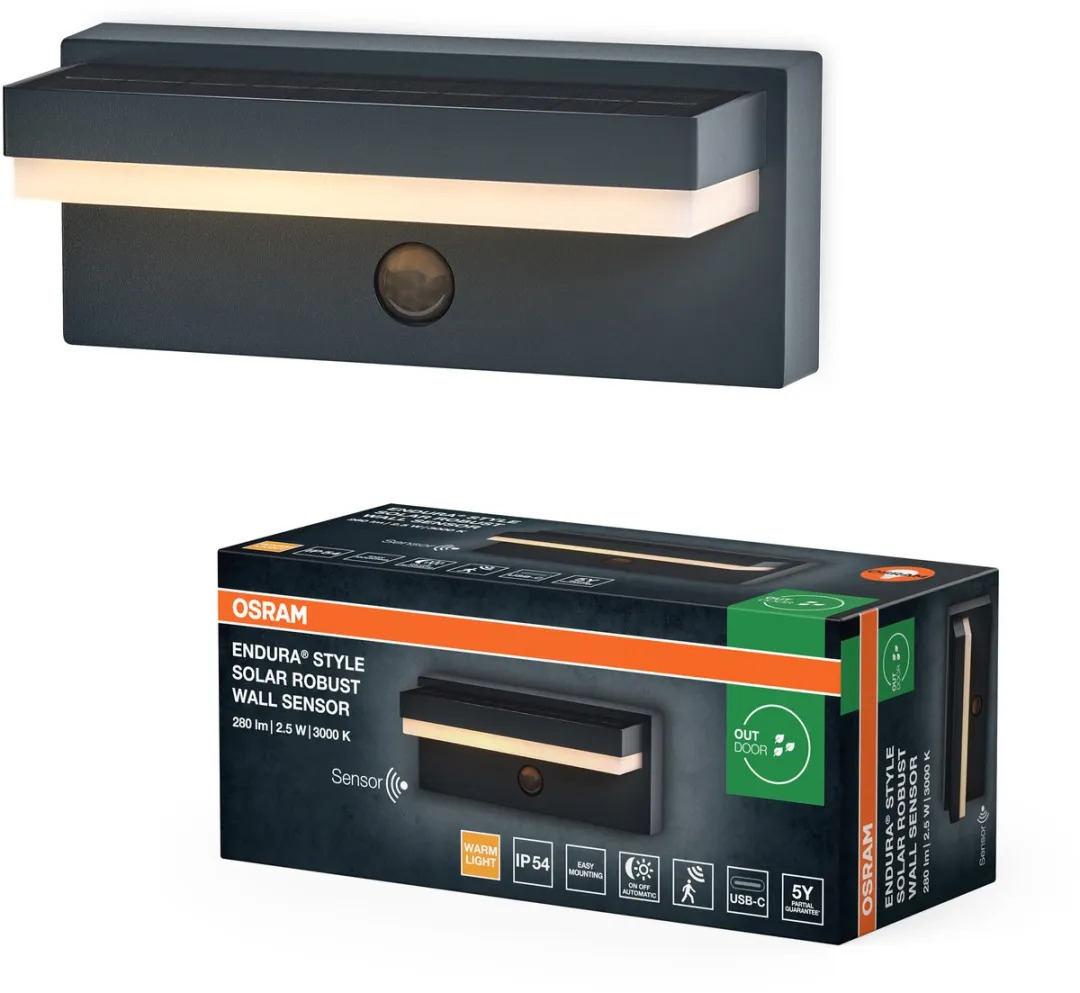 Osram Endura Style Solar LED Wandlamp 2,5W - Donkergrijs
