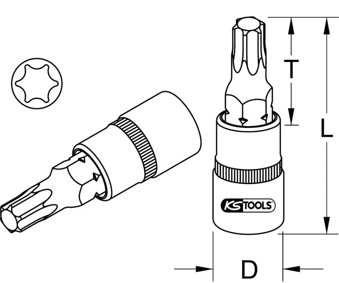 KS Tools 911.1364 Bit-Dopsleutel Torx T30 1/2"