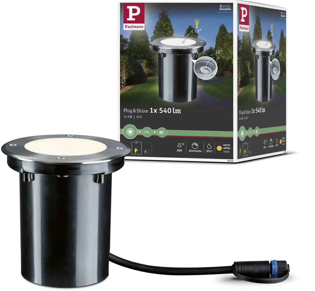 Paulmann Plug & Shine Floor LED Grondinbouwlamp 6W 3000K - Zilver