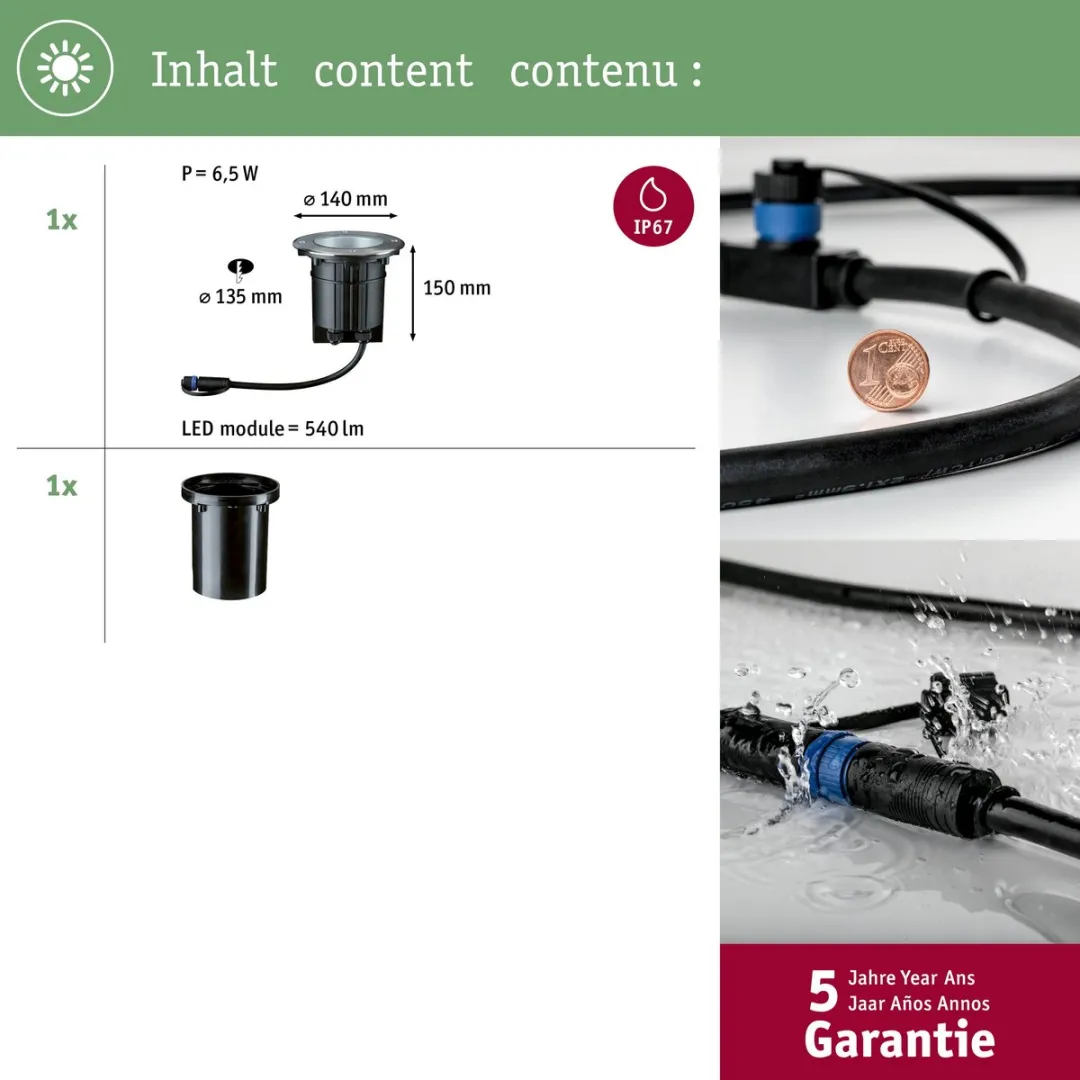 Paulmann Plug & Shine Floor LED Grondinbouwlamp 6W 3000K - Zilver