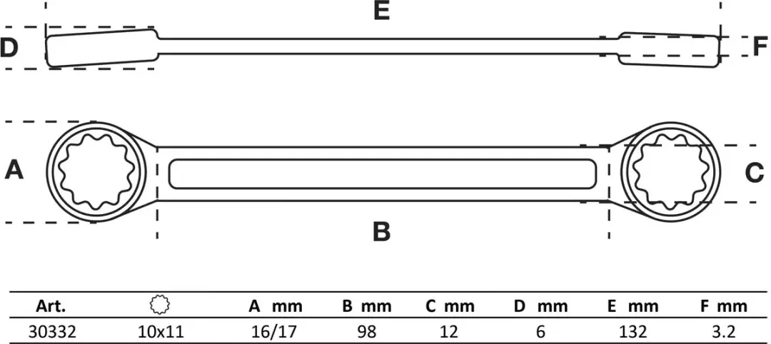 BGS technic Ringsleutel extra plat 10 x 11 mm - afbeelding 5 van 6