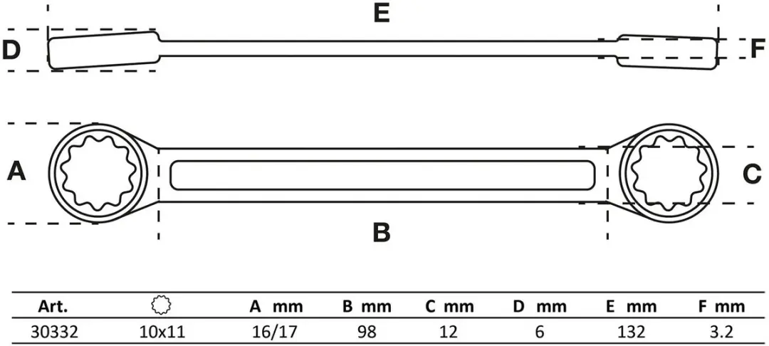 BGS technic Ringsleutel extra plat 10 x 11 mm