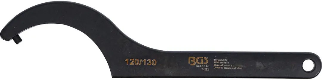 BGS Haaksleutel met pin 120-130mm - 74222 - Zwart - afbeelding 2 van 2