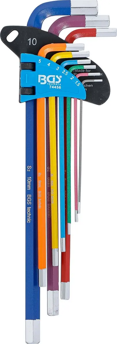 BGS Stiftsleutelset 9 Delig - 1,5-10 mm - Meerkleurig - afbeelding 2 van 4
