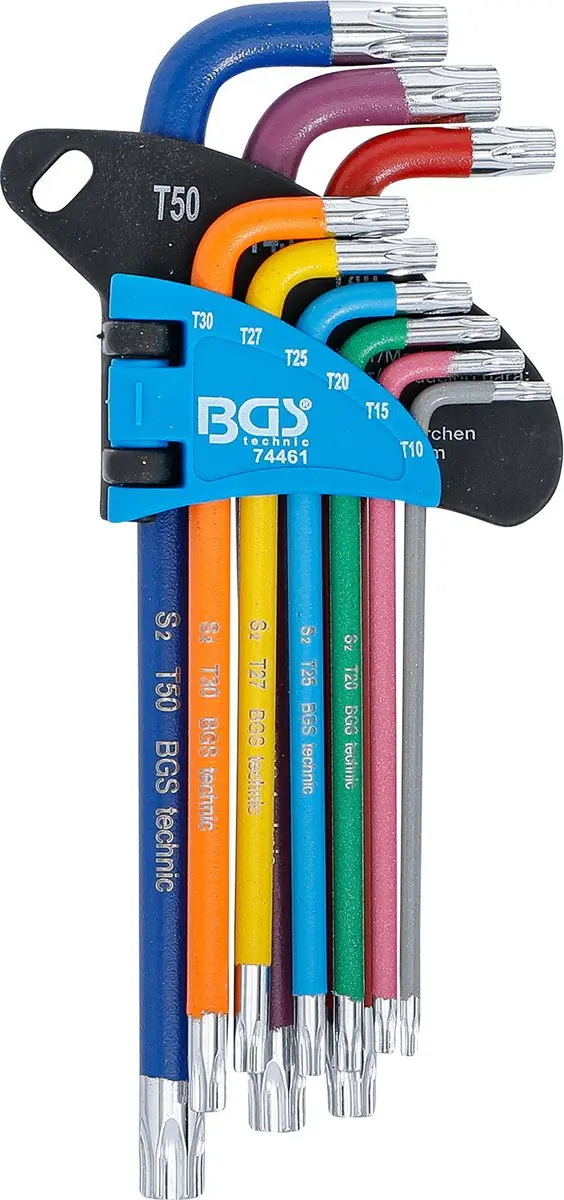 BGS technic Stiftsleutelset T10-T50 met boring - 9 delig - afbeelding 3 van 4