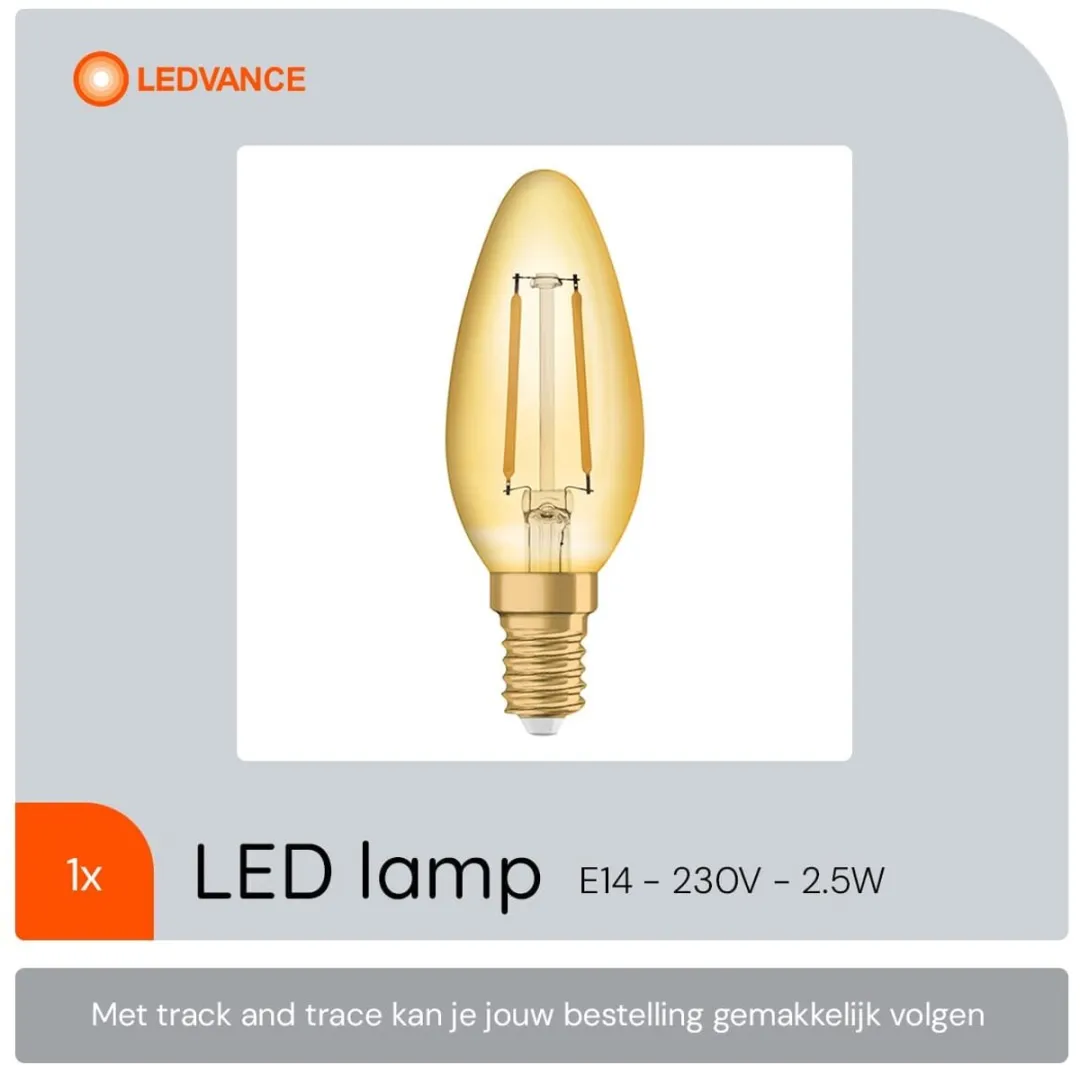 Osram Vintage 1906 LED Kaarslamp E14 2.5W - 220lm - Goudkleurig