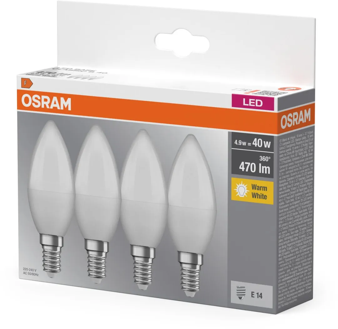 Osram LED Base Classic Candle E14 5.7W 470lm - 2700K - Mat - 40 Stuks