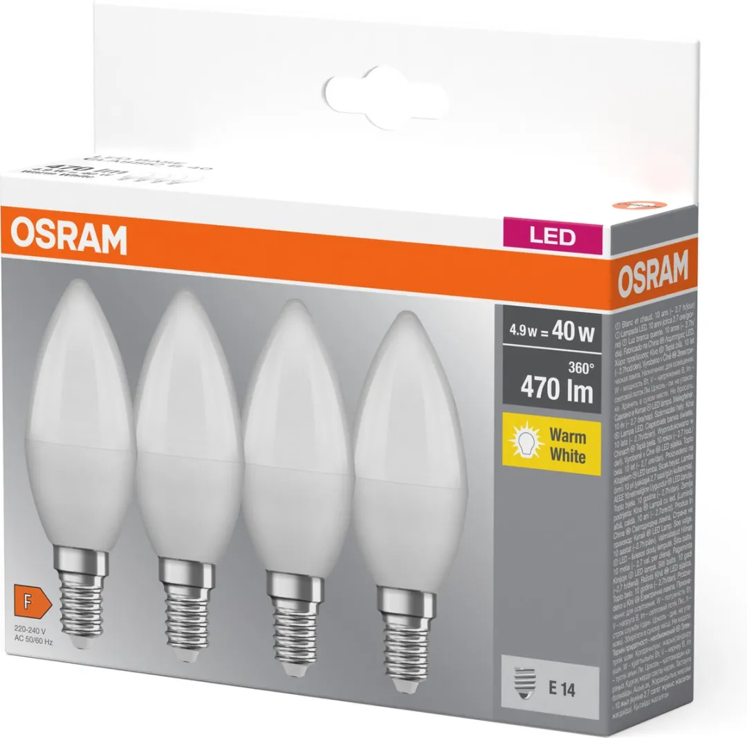 Osram LED Base Classic Candle E14 5.7W 470lm - 2700K - Mat - 40 Stuks