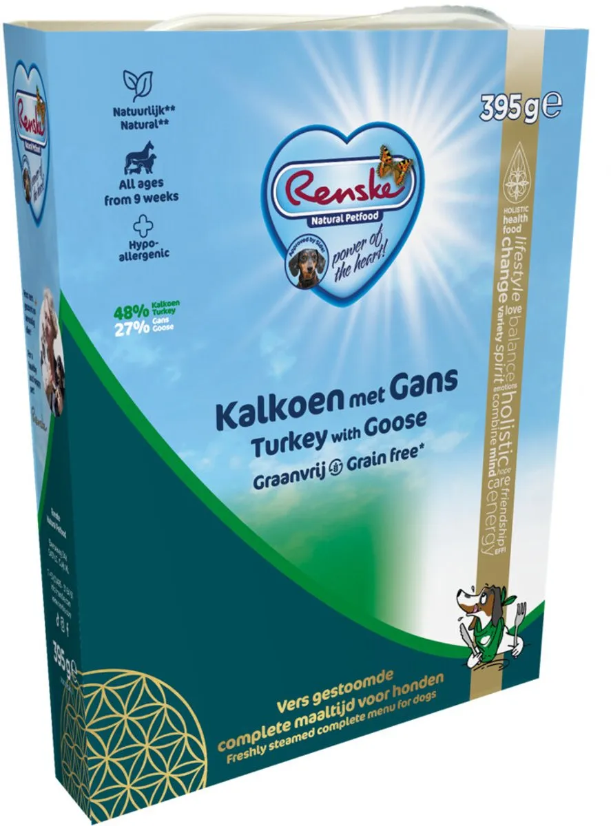 Renske Vers Gestoomd Hondenvoer Kalkoen & Gans Graanvrij 395g