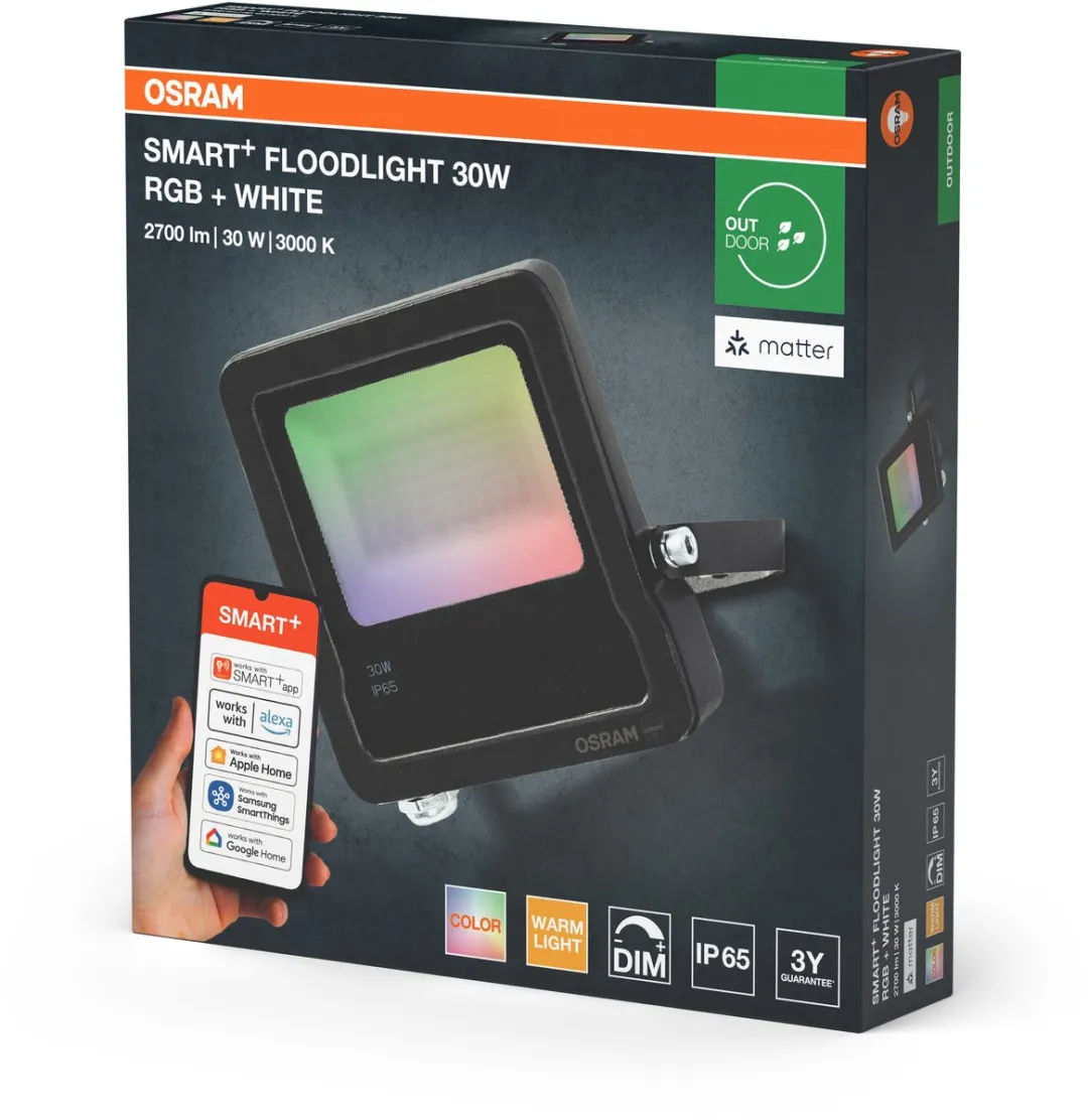 Osram SMART+ Matter Floodlight 20W RGBW - 1600lm - Donkergrijs - afbeelding 4 van 5