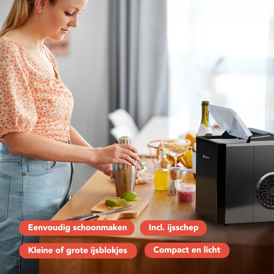 KitchenBrothers KB4040 IJsblokjesmachine 12kg/24u - Zwart