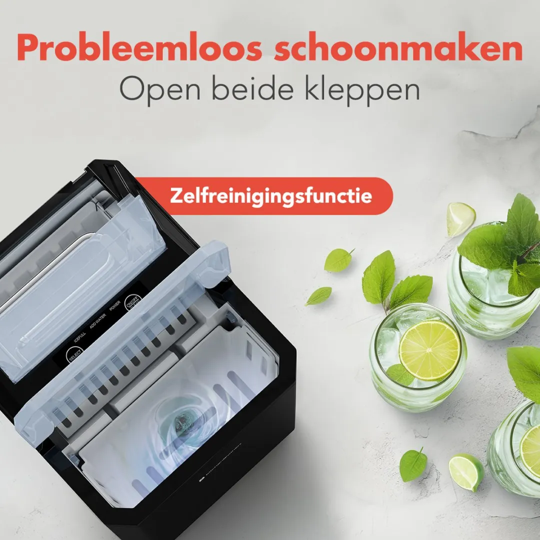 KitchenBrothers KB4040 IJsblokjesmachine 12kg/24u - Zwart