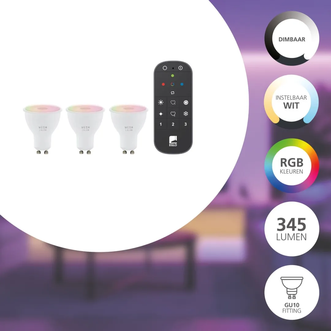 EGLO connect.z Starterspakket - 3x GU10 RGB LED Lampen - Zigbee
