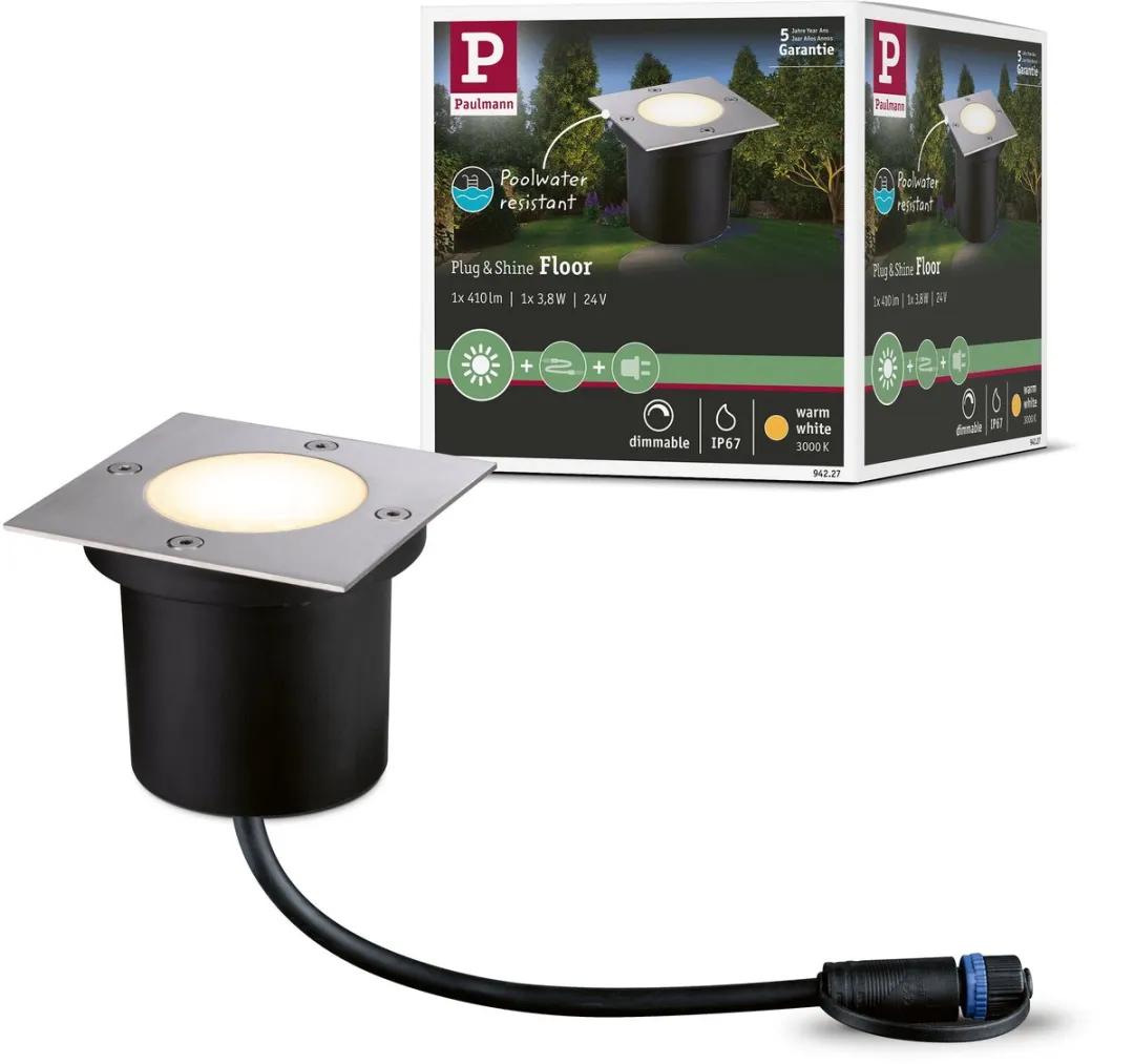 Paulmann Plug & Shine Floor LED Grondinbouwlamp 3.8W - Edelstaal