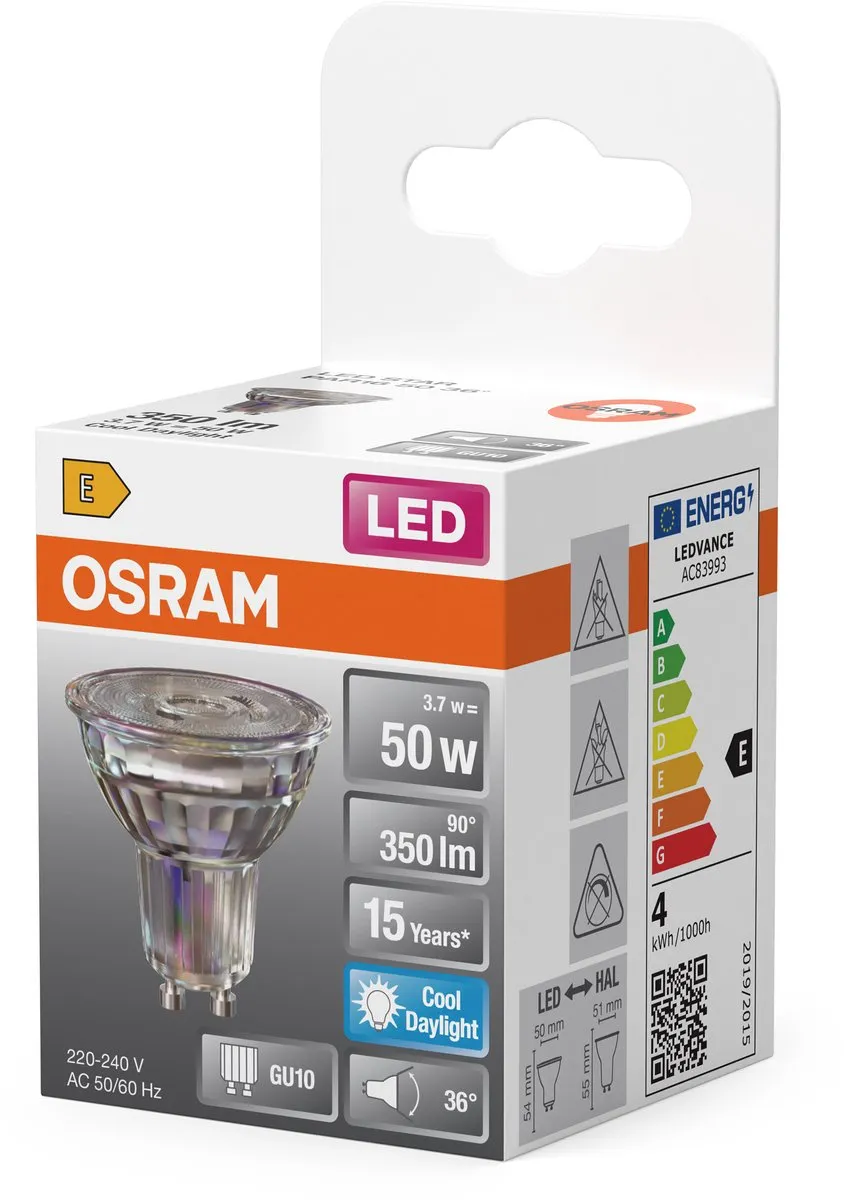 Osram LED Spot Star PAR16 GU10 36° 350lm - Helder