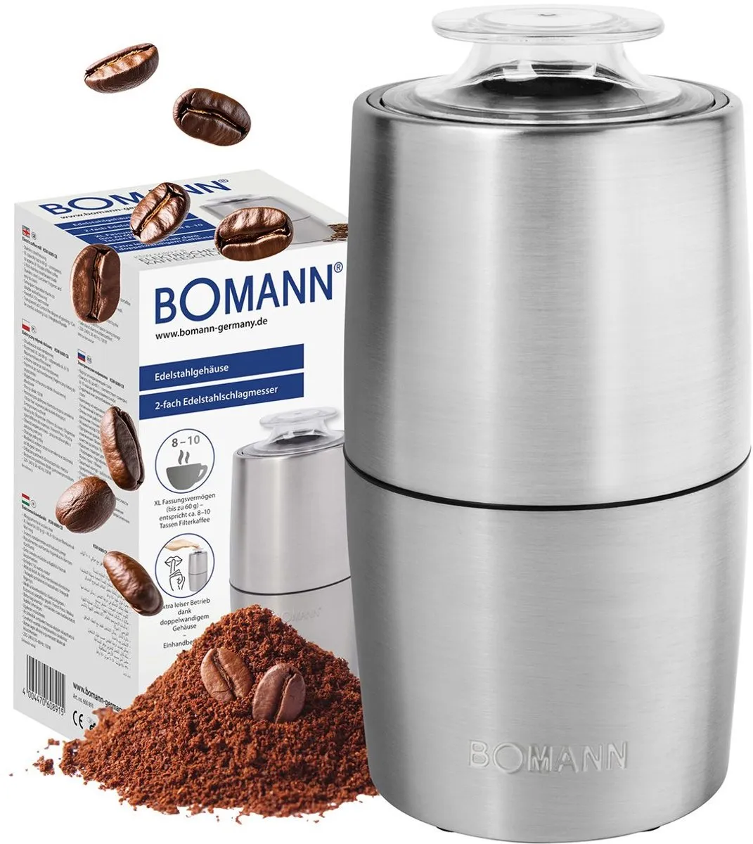 Bomann KSW 6089 Elektrisch Koffiemolen 150W - 60g RVS