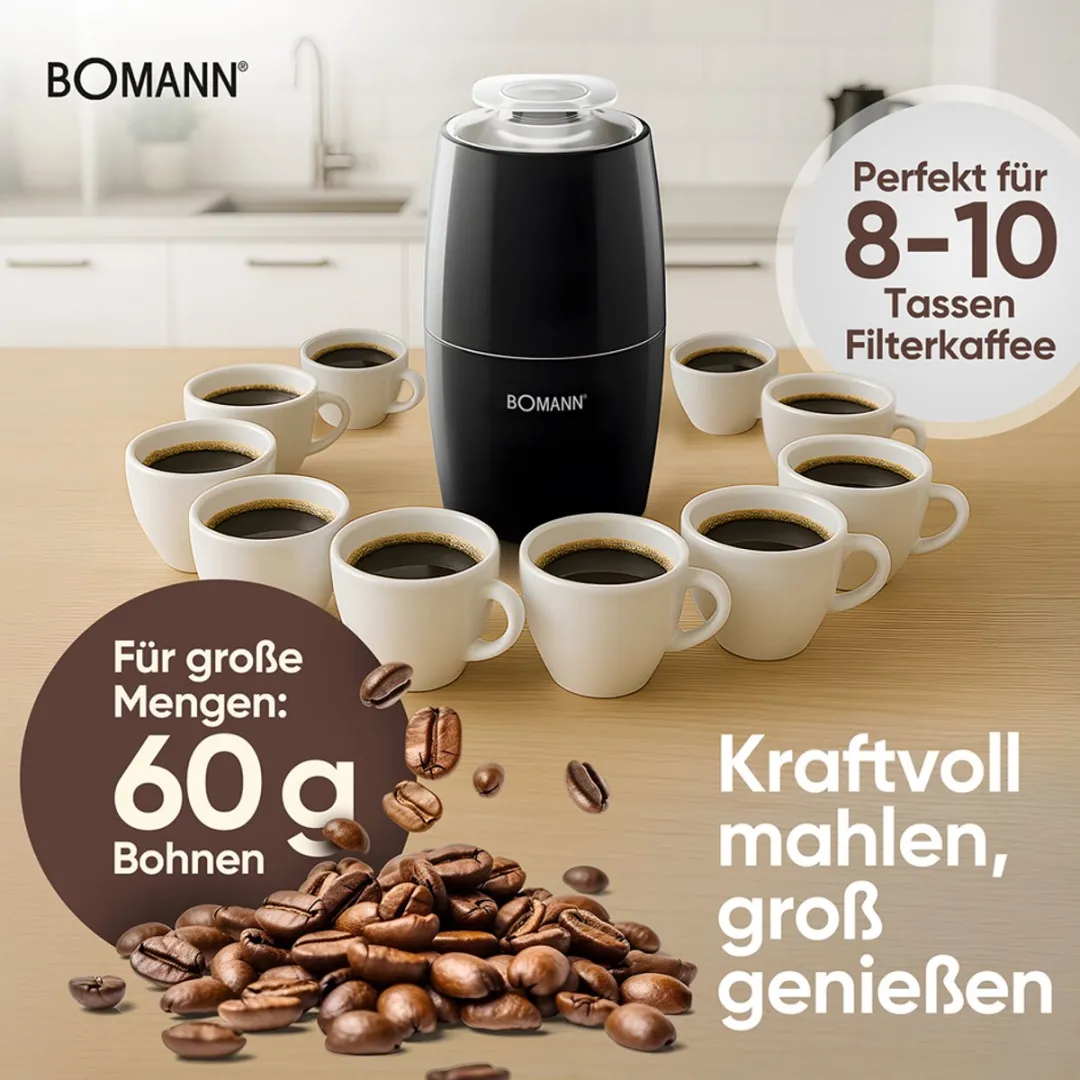 Bomann KSW 6089 Elektrisch Koffiemolen 150W - 60g RVS