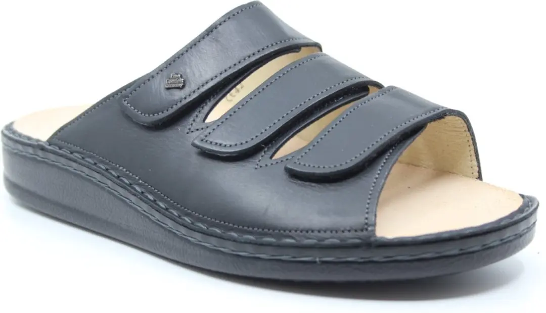 Finn Comfort KORFU zwarte leren herenslipper