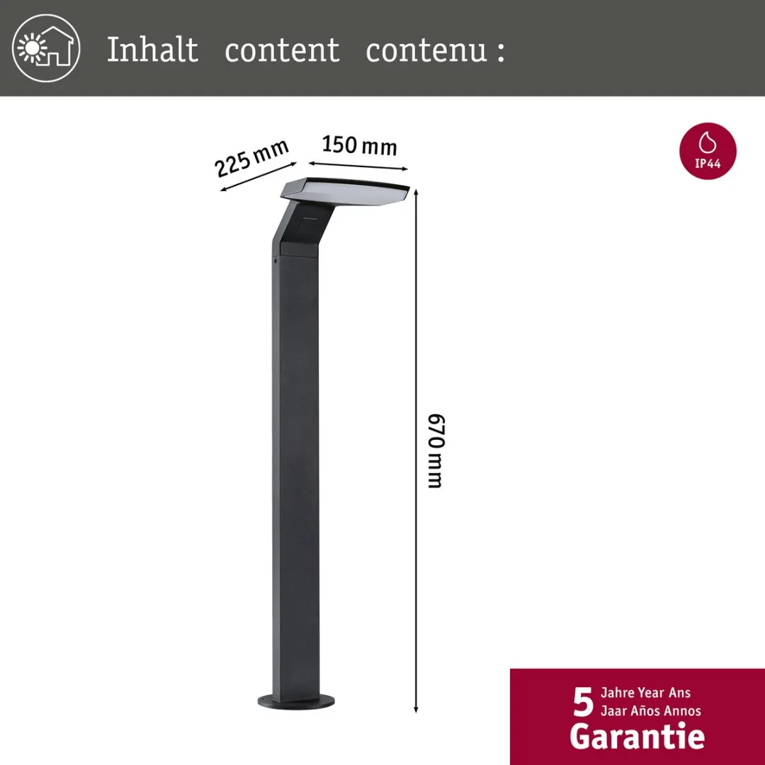 Paulmann Zenera LED-bolderlamp 10W 700lm 2200-3000K - Antraciet - afbeelding 6 van 6