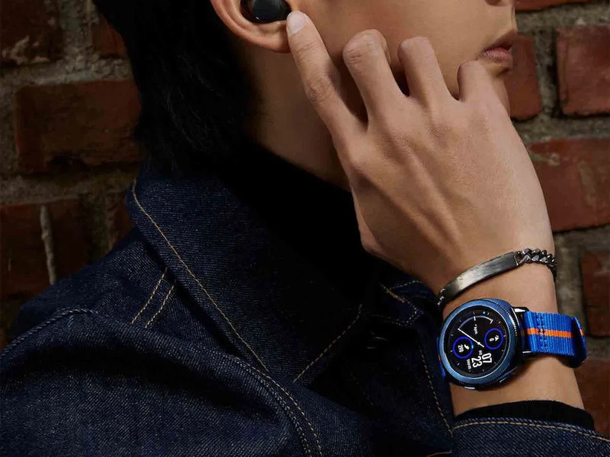 Samsung Nylon Bandje Gear Sport - Blauw/Oranje