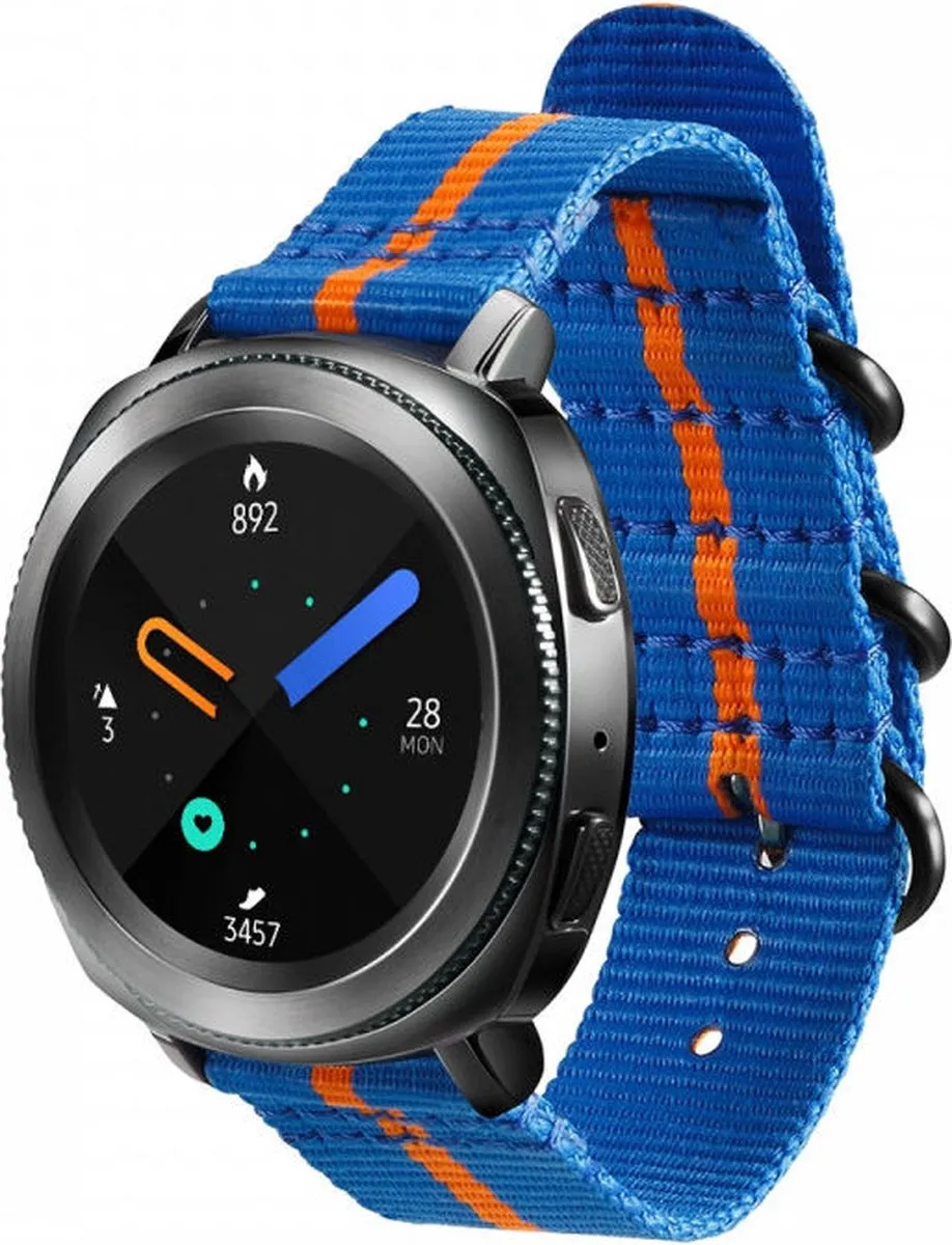 Samsung Nylon Bandje Gear Sport - Blauw/Oranje