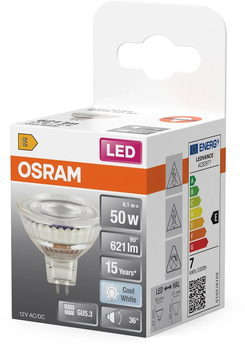 Osram LED Spot Star MR16 6,1W - 36° - 621lm Koel wit