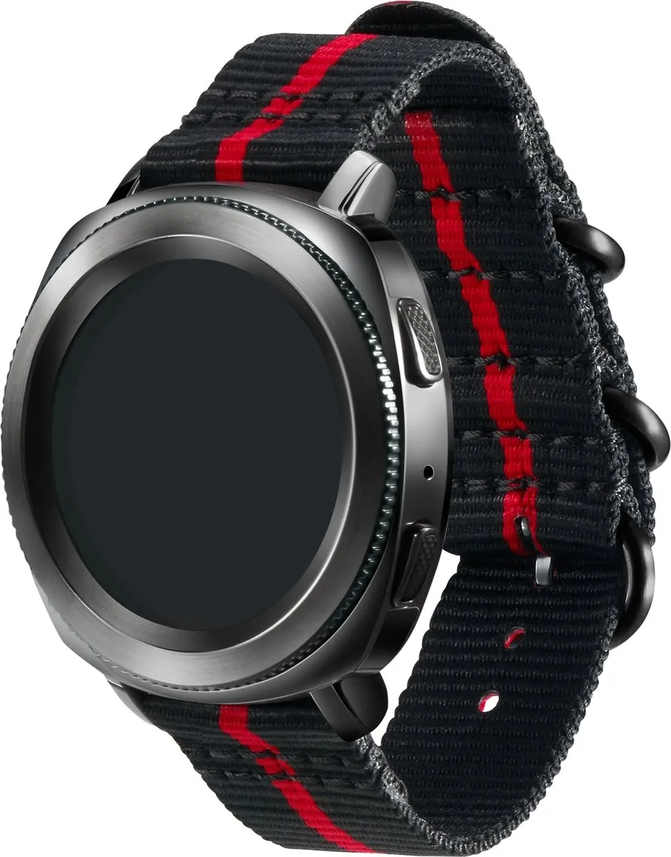 Samsung Nylon Bandje Gear Sport - Medium - Zwart/Rood
