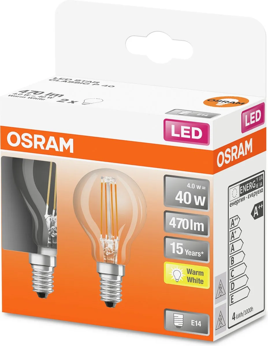 Osram E14 LED 4W 2700K - 2 Stuks - afbeelding 4 van 5