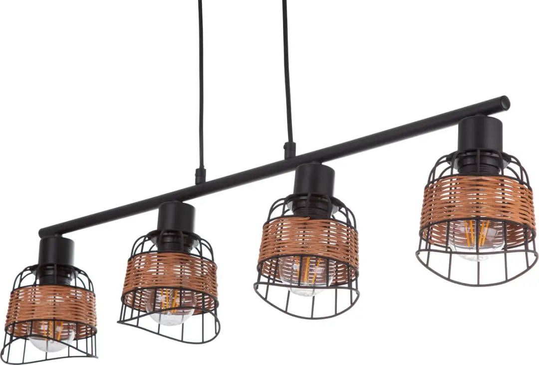 Globo Esra Hanglamp - 4 Lichtpunten - E27 - Bruin - afbeelding 2 van 6