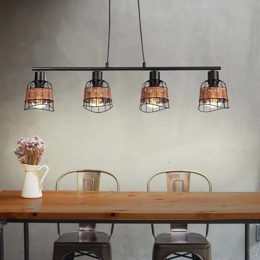 Globo Esra Hanglamp - 4 Lichtpunten - E27 - Bruin - afbeelding 6 van 6