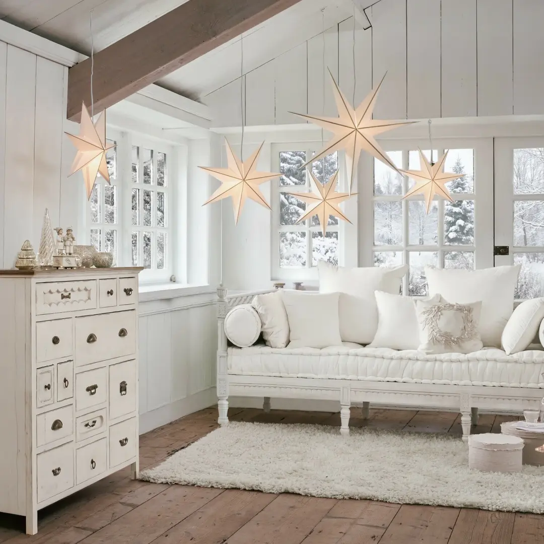 Loberon Stardomen Papieren Ster met Verlichting - Wit/Goud - afbeelding 5 van 6